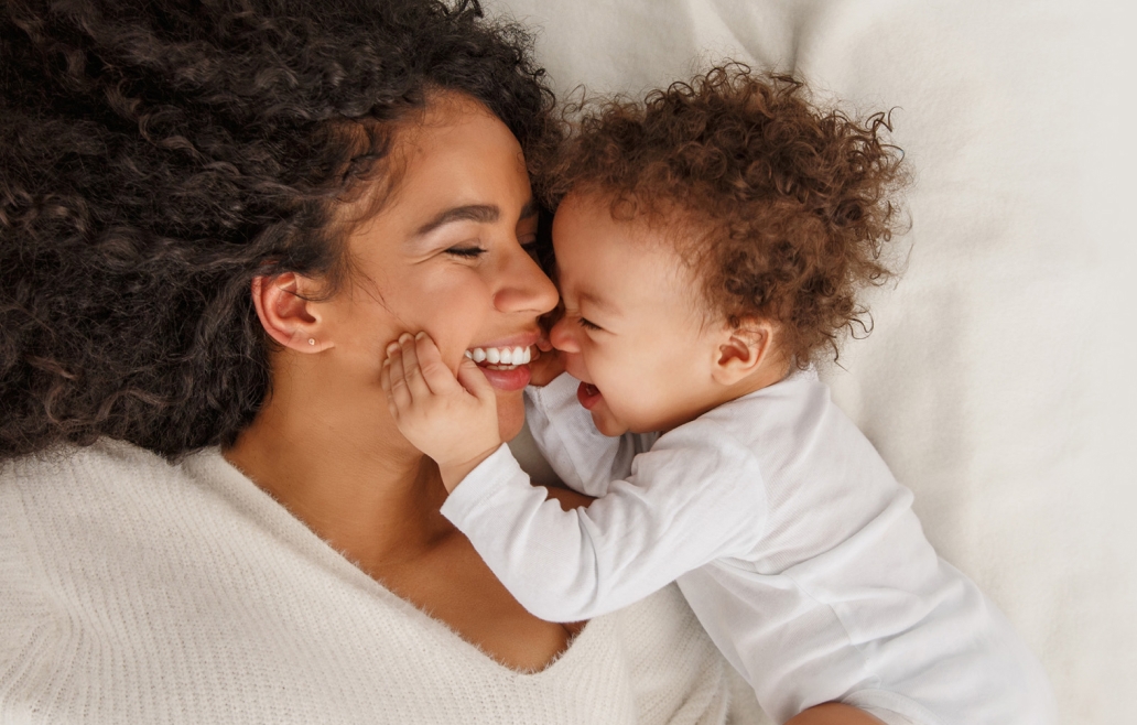 A mother and child playing together